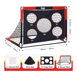Portable 2-in-1 Soccer Goal with Target Net 420D Oxford Cloth Durable Football Training Goal for Kids Adults