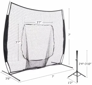 Portable 7’x7′ Hitting Batting Training Net for Baseball and Softball Practice Equipment
