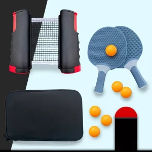 Portable Adjustable Eco-Friendly Indoor Outdoor Table Tennis Equipment Set with Plastic Pingpong Racket and Retractable Net