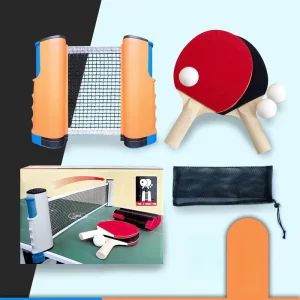 Portable Adjustable Retractable Table Tennis Net Set with Plastic Frame for Indoor Outdoor Use