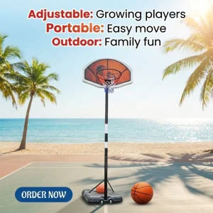 Portable Adjustable Wall Mount Basketball Hoop PE Rim Hand Crank Height Adjustable Kids Basketball Goal for Home Indoor Training