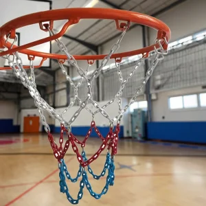 Portable All Metal Outdoor Basketball Set Thick Durable Iron Chain Tempered Glass Backboard Shooting Net PE Rim Court Equipment