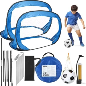 Portable Blue Folding Soccer Goal Durable Training Equipment for Kids Outdoor Sports Shooting for Backyard Play