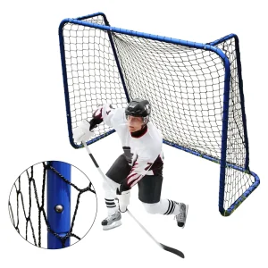 Portable Double Frame Youth Ice Hockey Net Indoor Outdoor Goal with Durable Gate Set Blue Lightweight Foldable