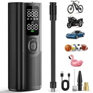 Portable Dual Cylinder Car Bike Motorcycle Ball Tire Inflator Pump 150PSI Electric Air Compressor with LED Light ABS Plastic