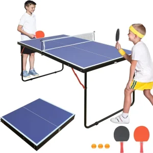 Portable Foldable Table Tennis Table for Kids Teens Adults Space Saving Design Made MDF