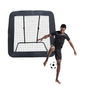 Portable Football Goal Removable Rebound Net Mobile Training Equipment 124x124cm Black