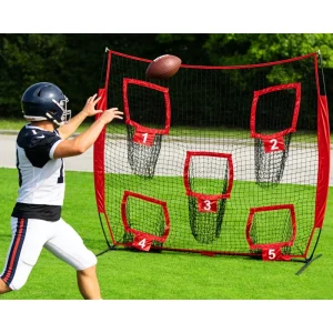 Portable Football Net Baseball Net 7X7FT Or 8X8FT With Target Pocket Encrypted Thicker Mesh Reinforced Steel Tube