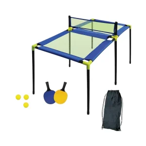 Portable Indoor Outdoor Ping Pong Table Tennis Game Set for Kids Includes Two Plastic Paddles and Six Balls with MDF Storage