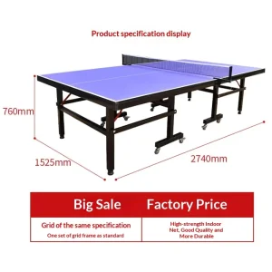 Portable Indoor Standard Foldable Steel Ping Pong Table with Wheels for Home Use and Competition