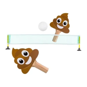 Portable MDF Wooden Table Tennis Set 2 Player Poo Ping Pong Game for Indoor Play Novelty Gag Toy