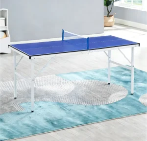Portable Mini Ping Pong Table with Safety Corner Guards Foldable Design for Indoor Family Play