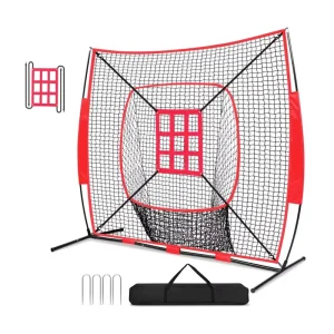 Portable Outdoor Baseball Equipment Training Baseball Softball Practice Net with Sturdy Bow Frame and Stable Base