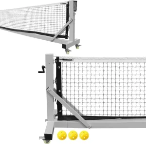Portable Pickleball Net Heavy Duty 22 Feet Movable Pickleball Net System with Wheels