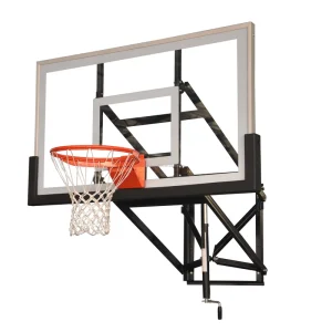 Portable Steel Double Ring Basketball Goal Anti-whip Nylon Net for Indoor/Outdoor School Courts Heavy Duty Construction