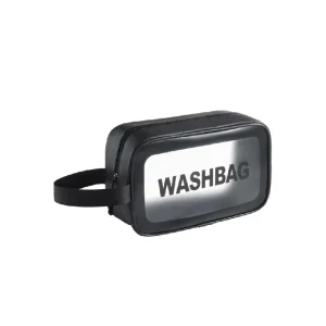 Portable TPU Cosmetic Bag with Zipper Closure Waterproof Letter Pattern for Toiletry Makeup Accessories for Ladies