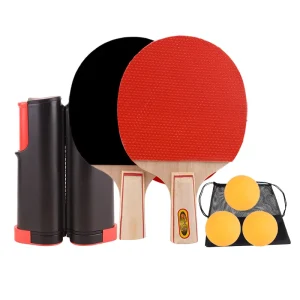 Portable Table Tennis Set with Adjustable Net 2 Paddles Complete Ping Pong Kit Includes 3 Balls Retractable Net System