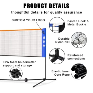Portable Telescopic Multi functional Badminton Volleyball Net Adjustable Portable Pop Up Badminton Net