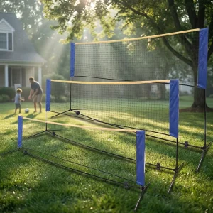 Portable Tennis Net System with Adjustable Steel Frame Pickleball Net and Volleyball Net for Outdoor and Indoor Multi Practice