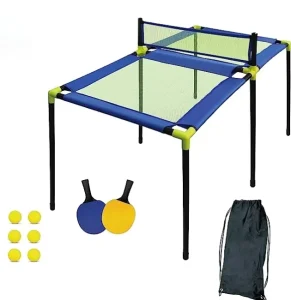 Portable Trampoline Ping Pong Table Tennis Game for Indoor or Outdoor Use Includes Two Paddles Six Balls Storage Bag