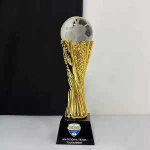 Premium Crystal Soccer Ball Trophy With Golden Resin Wheat Symbol Custom Engraved Sports Awards With Gift BoxMH LJ0256