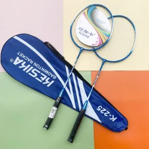 Premium High Quality Light Weight Iron Alloy Badminton Racket Set Durable for Adults & Students 350g Lightweight Design