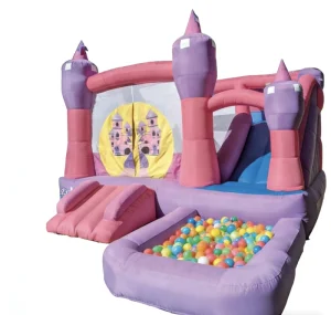 Princess Castle Inflatable Bounce House 3 in 1 Kids Jumping Slide Ball Pit Eco Friendly PVC Material Commercial Grade Backyard