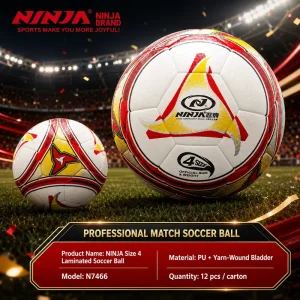 Profession Soccer Ball Size 4 PU Laminated with Yarn Wound Bladder for Match Training and School Training