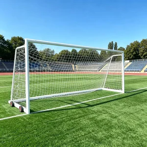 Professional 120mm Aluminum Soccer Goal Weather Resistant Movable Football Goal with Wheels for Stadium Training