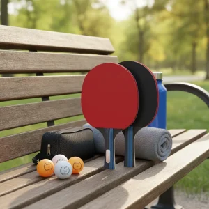Professional 7-Layer Poplar Wood Horizontal Grip Ping Pong Paddles Set Rubber Balls Storage Case for Indoor/Outdoor Table Tennis