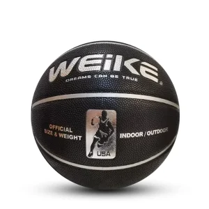Professional Custom PU Leather Black Basketball for Sports and Outdoor Training