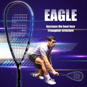 Professional Full Carbon Fiber Squash Racket 185g Lightweight Teardrop Frame 12×17 String Pattern for Indoor Training & Games