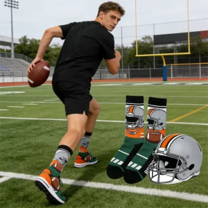 Professional High Performance American Football Socks Compression Arch Support Breathable Sweat Absorbent Children’s Knee Length