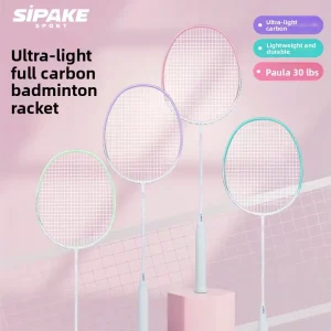 Professional Level Amateur Junior Ball Control Badminton Racket 30 Pounds Ultra Light Carbon Fiber G5 Handle Single Double