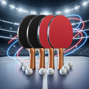 Professional Ping Pong Paddles Set Balls Ergonomic Flared Handle High Bounce Indoor Outdoor Use Includes Premium Case
