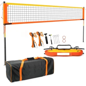 Professional Portable Outdoor Heavy Duty Volleyball System Net Set with Carry Bag Free Court Yard Webbing for Tennis Players