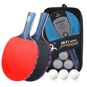 Professional Table Tennis Racket Set Wood and Rubber Ping Pong Bat Paddle for Sport Use