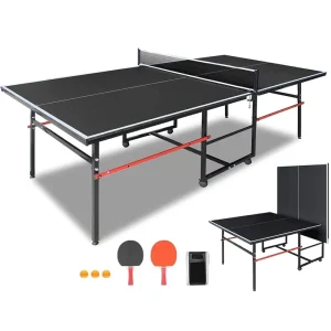 Professional Table Tennis Table Foldable Ping Pong Game Set for Indoor Single Player Playback Mode Ping Pong Table
