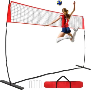 Professional Volleyball Net Set Adjustable Heavy Duty for Backyard or Beach with Carrying Bag Training Equipment