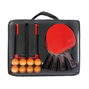 Professional Wood Table Tennis Racket Ping Pong Bat Set 4 Balls & Portable Net Training Portable Paddles