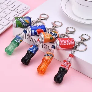 Promotional Gift 3D Mini Simulated Beverage Can Bottle Keychain Accessories for Key Bag