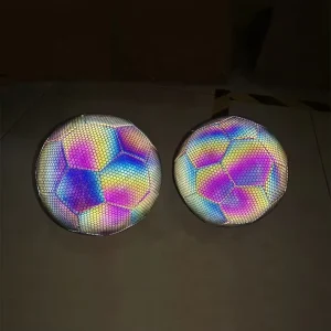 Promotional OEM Football Training Equipment Durable Hi Viz Reflective Rainbow Color Holographic Night Outdoor Soccer Match Ball