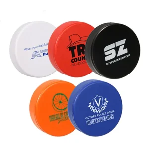 Promotional Sports Toy Custom Logo Printing PU Foam Ice Hockey Pucks Stress Reliever Stress Ball for Kids