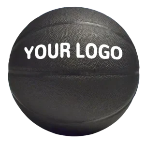 Pure Black PU Basketball Size 5 & 6 Customizable Logo Durable Flexible for Indoor and Outdoor Use