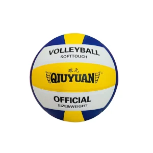 QIUYUAN Blue Yellow Thermal Bonded Adult Volleyball Premium PU Size 5 Professional Lightweight Slip Resistant Durable Breathable