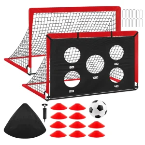 Queenknow Outdoor Backyard Training Equipment Portable Pop Soccer Goal Soccer Ball Scoring Target Cloth Cones 120x90x90cm