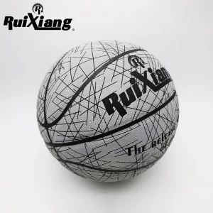 RXBY01 7 Standard Reflective PU Cover Printed Durable Basketball Rubber Ball Nylon W Butyl Bladder 580-620g Weight Kids