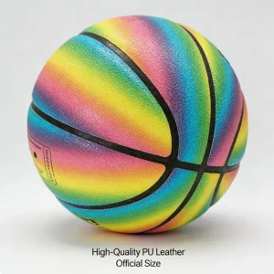Rainbow PU Basketball Moisture Absorbent Non Slip Wear Resistant Indoor Outdoor Training Match Ball
