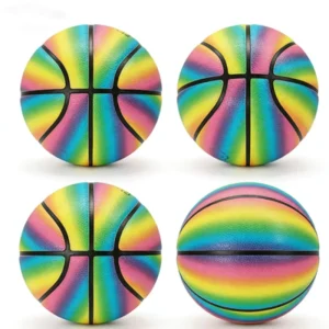 Rainbow PU Basketball Moisture Wicking Non Slip Professional Training Match Indoor Outdoor Game Ball