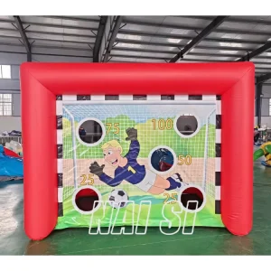 Red Commercial Blow Up Kids Shooting Game Arena Inflatable Football Soccer Penalty Shoot Gate Sports Game Soccer Pitch